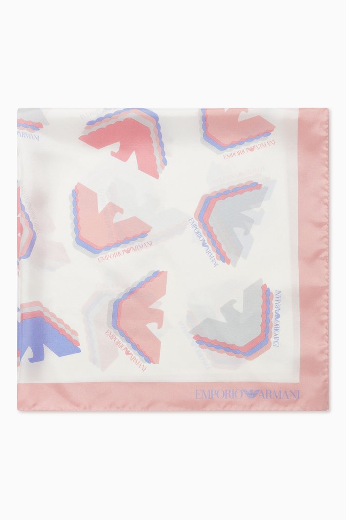 

EA Eagle Logo Scarf in Silk, White