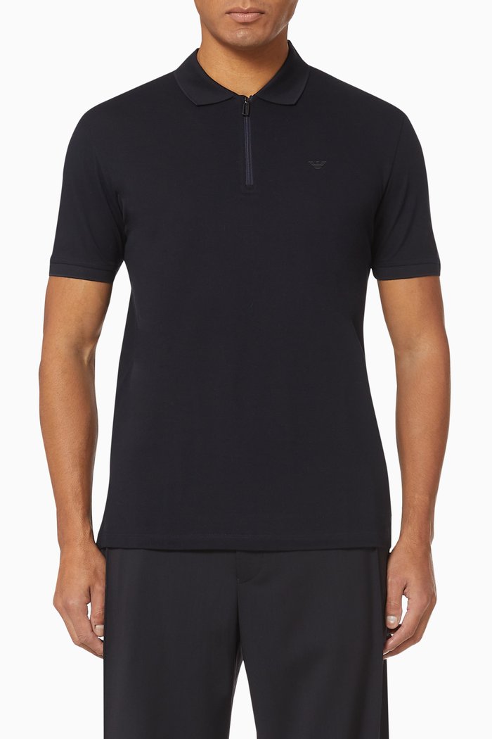 

EA Zip Cotton Polo Shirt, Blue