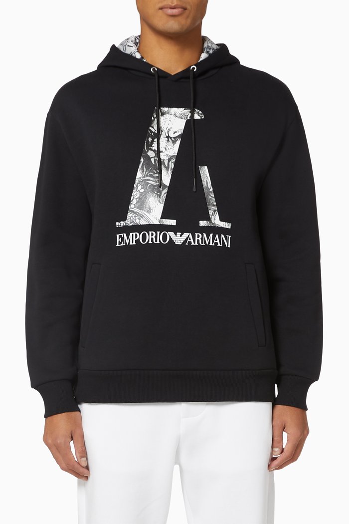 

EA Macro Hooded Jersey Sweatshirt, Black