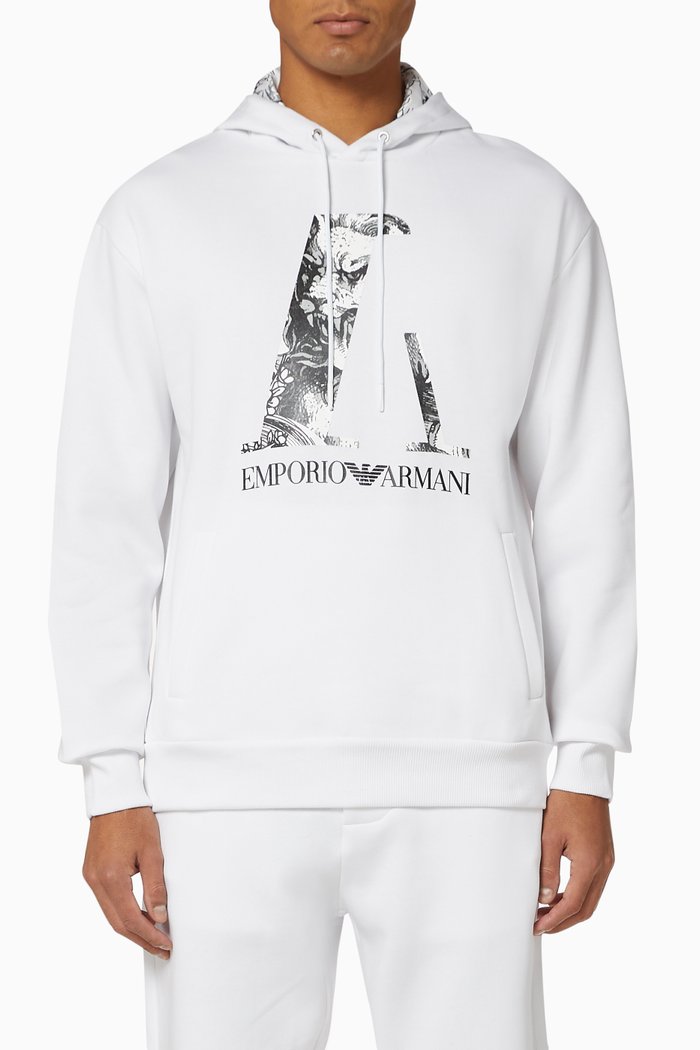 

EA Macro Hooded Jersey Sweatshirt, White