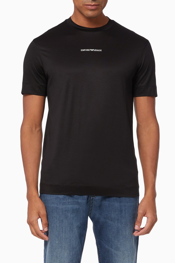 EA Micro Text Cotton Blend T-Shirt, Black