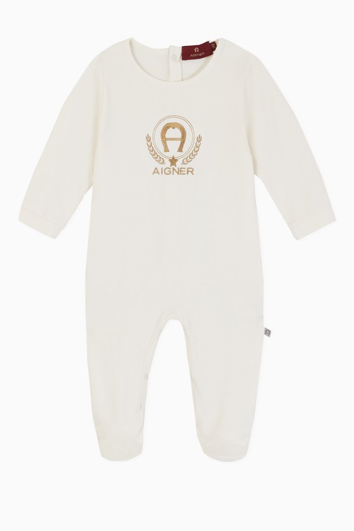 

Laurel Logo Pima Cotton Jersey Babygrow, Neutral