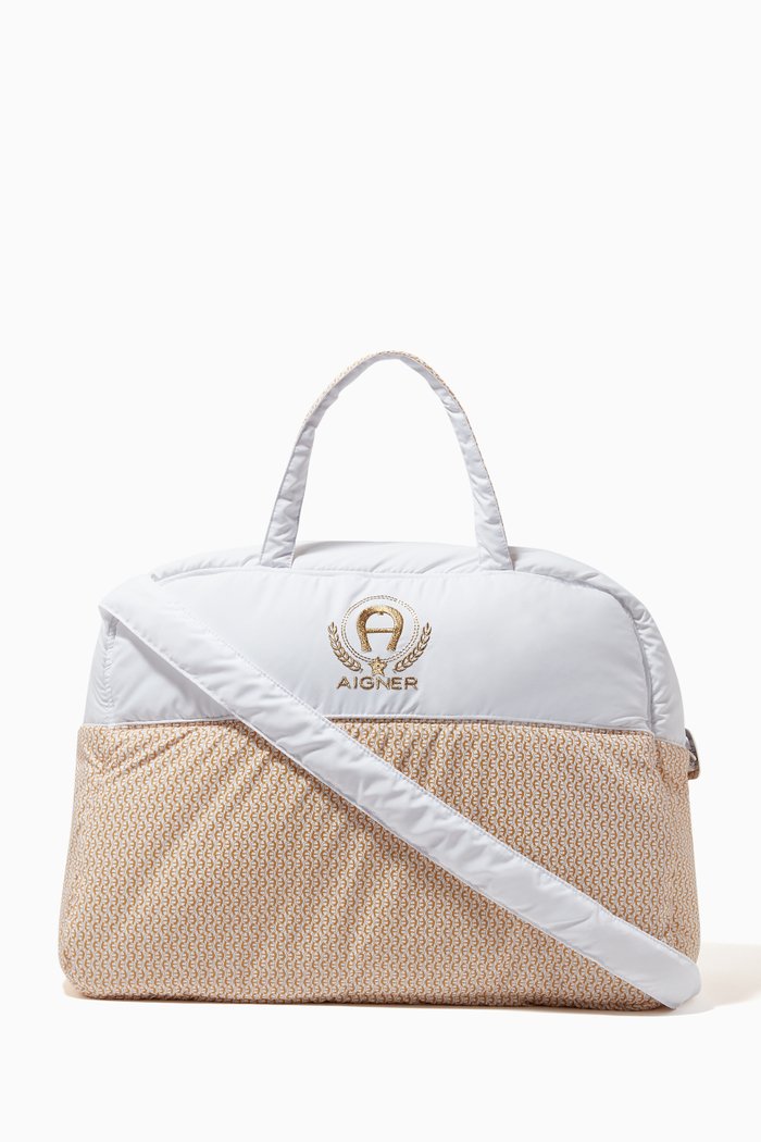 

Laurel Logo Diaper Bag in Silky Soft Nylon, Neutral