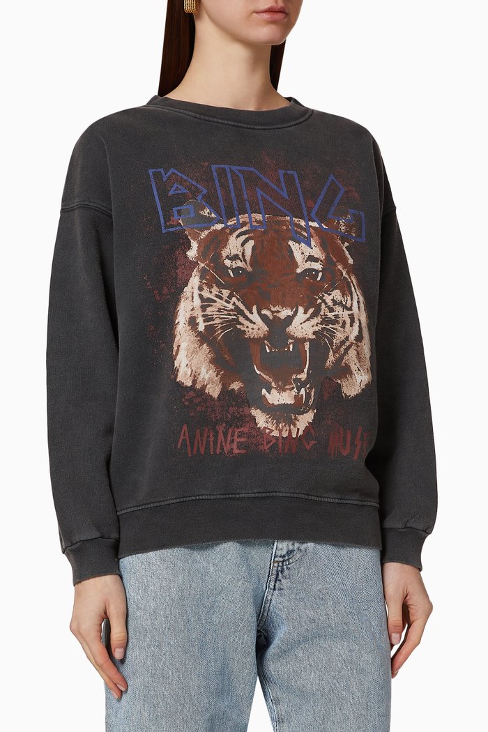 

Tiger Cotton Sweatshirt, Black