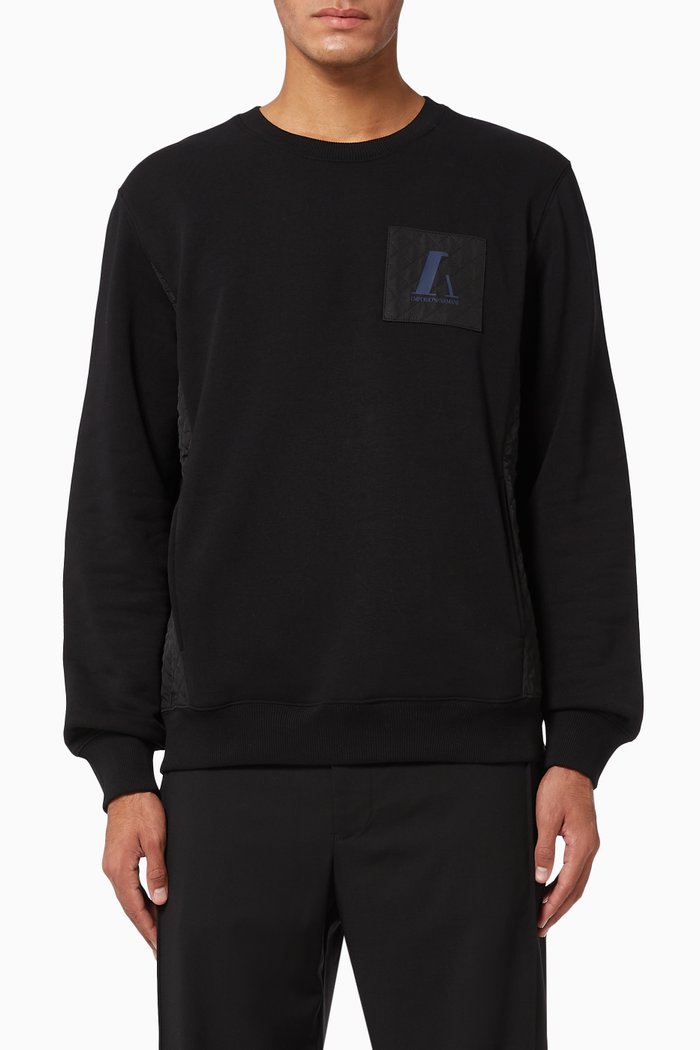EA Quilted Patch Fleece Sweatshirt, Black