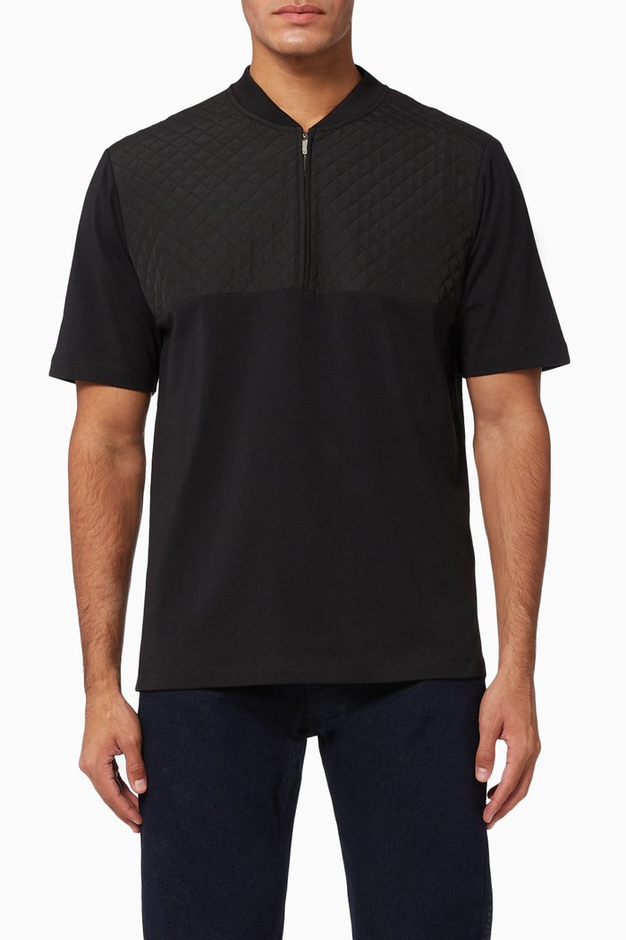 

Quilted Jersey T-Shirt, Black