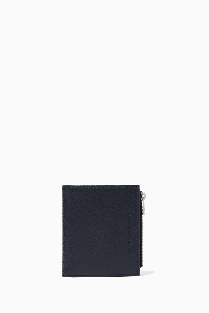 

EA Zipper Wallet in Tumbled Leather, Blue