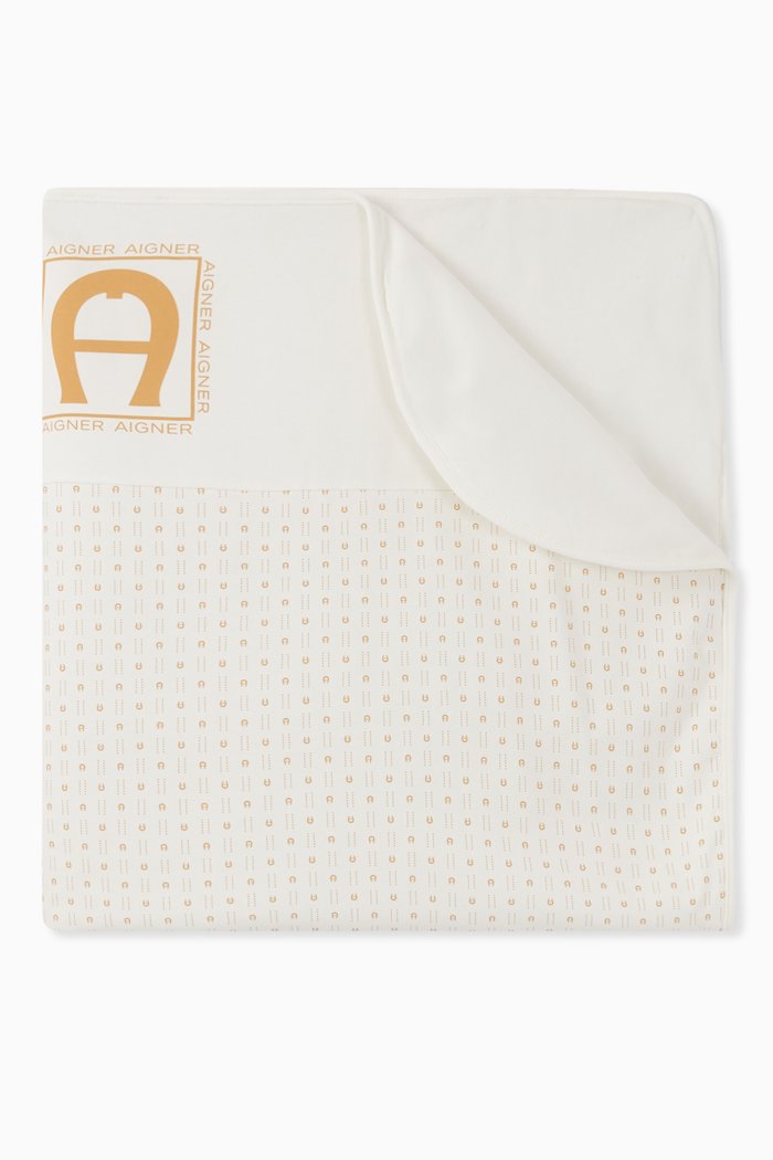 Logo Pima Cotton Jersey Blanket, White