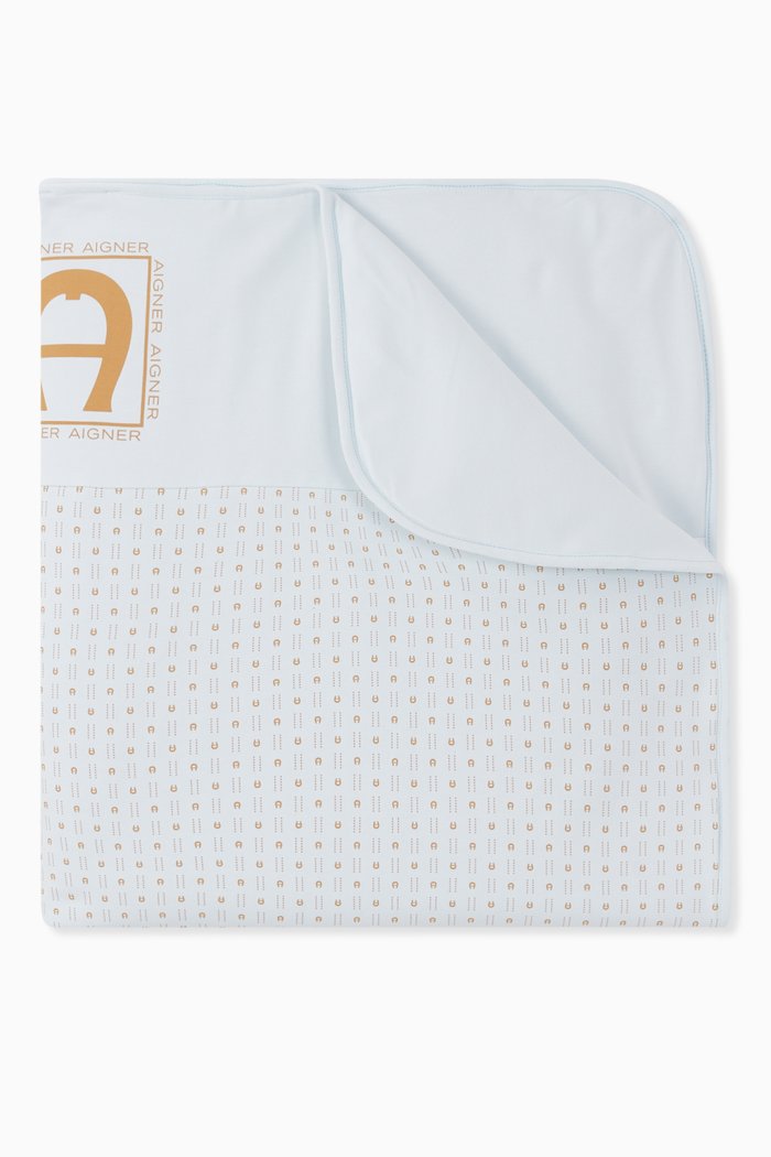 

Logo Pima Cotton Jersey Blanket, Blue