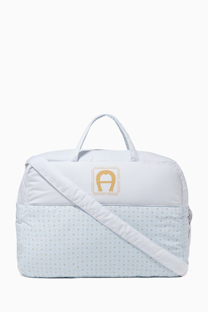 

Logo Diaper Bag in Silky Soft Nylon, Blue