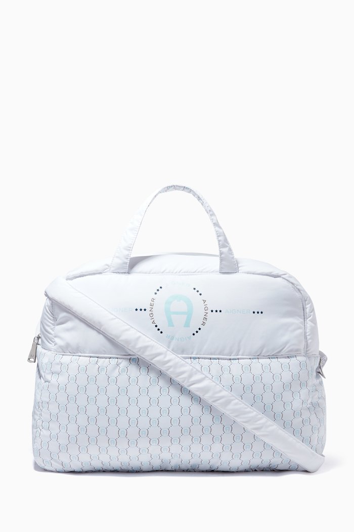 

Logo Diaper Bag in Soft Nylon, Blue