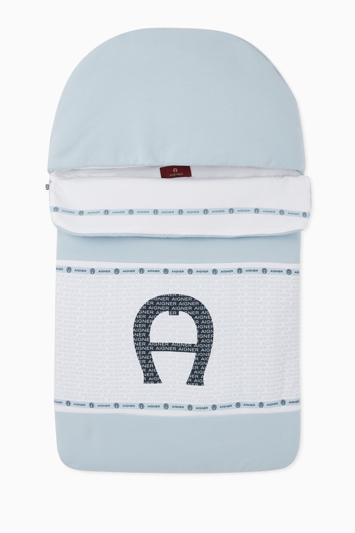 

Logo Tape Sleeping Bag in Pima Cotton Jersey, Blue