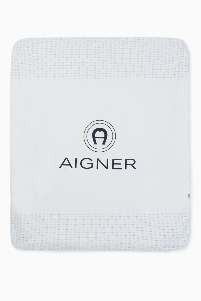 Logo Pima Cotton Jersey Blanket, Blue