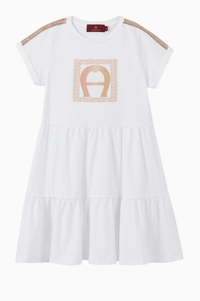 

Square Logo Cotton Jersey Dress, White