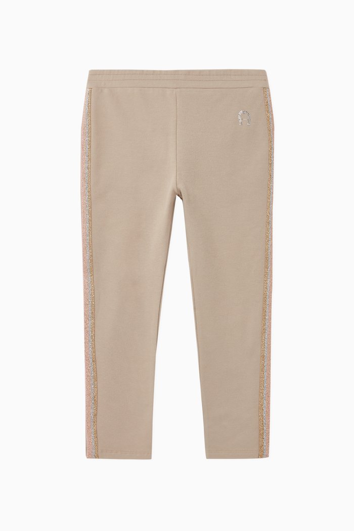 

Lurex Stripe Cotton Jersey Leggings, Neutral