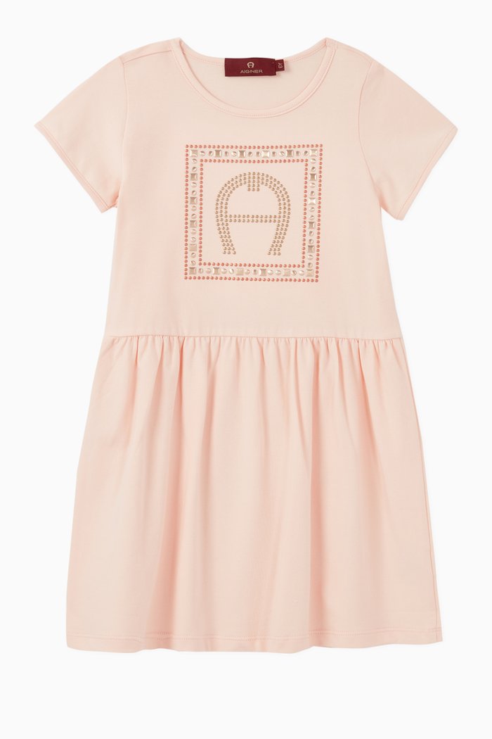 

Square Logo Cotton Jersey Dress, Pink