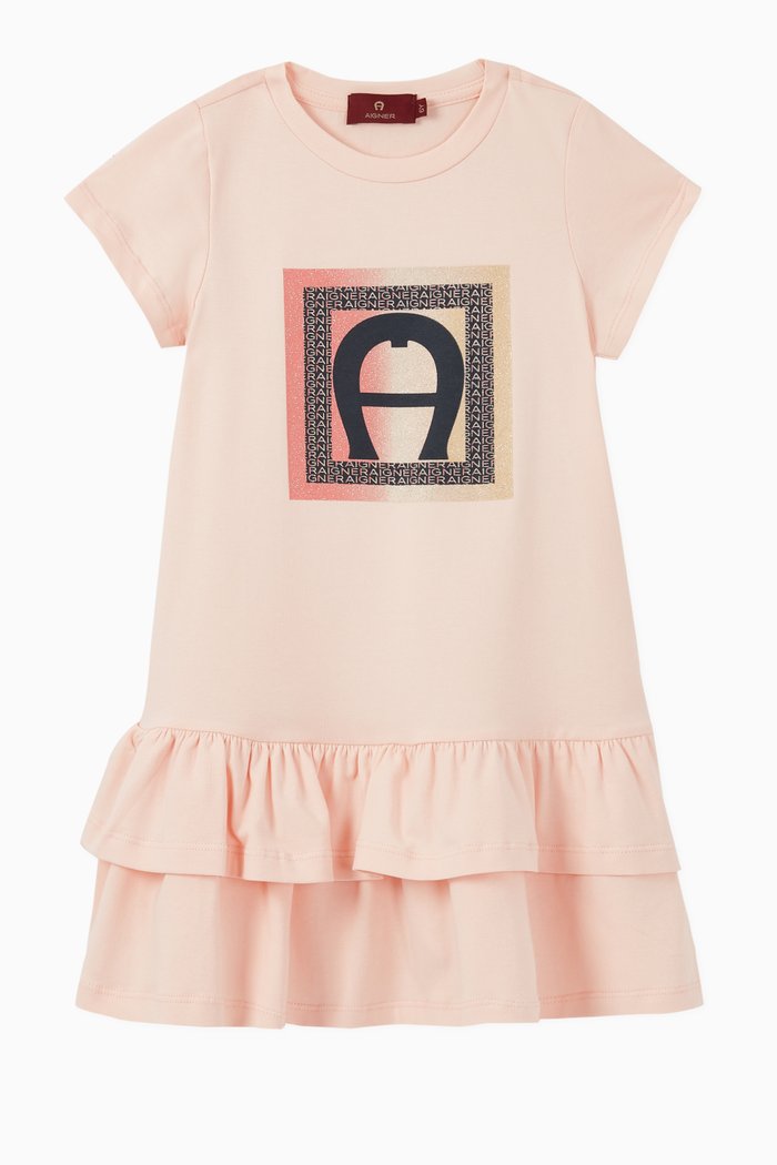 

Square Logo Cotton Jersey Dress, Pink