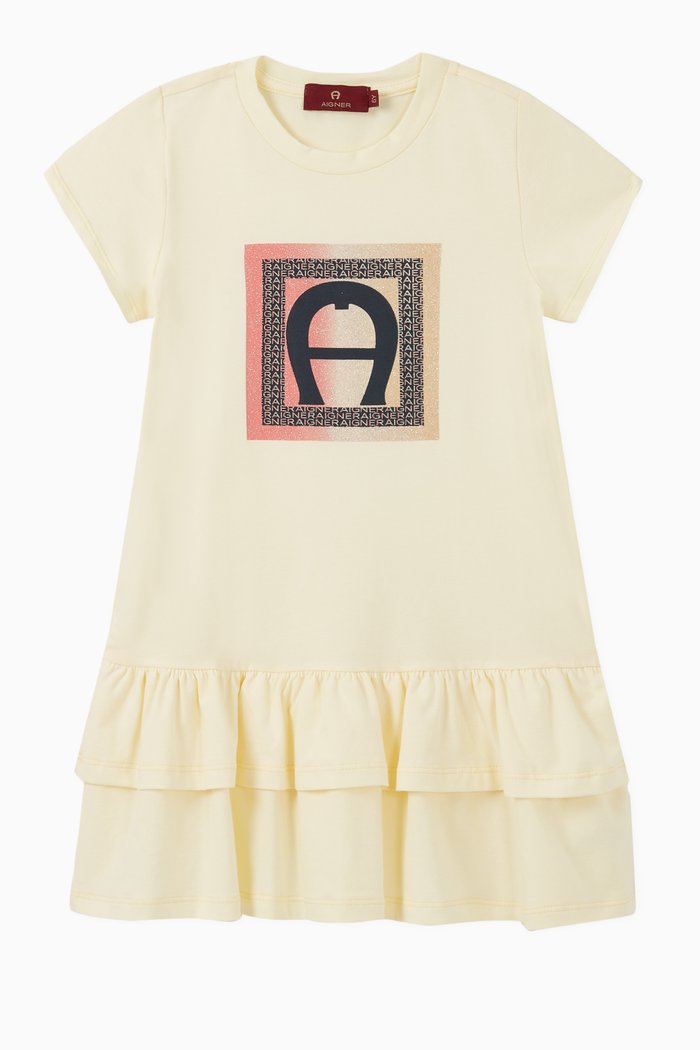 

Square Logo Cotton Jersey Dress, Yellow