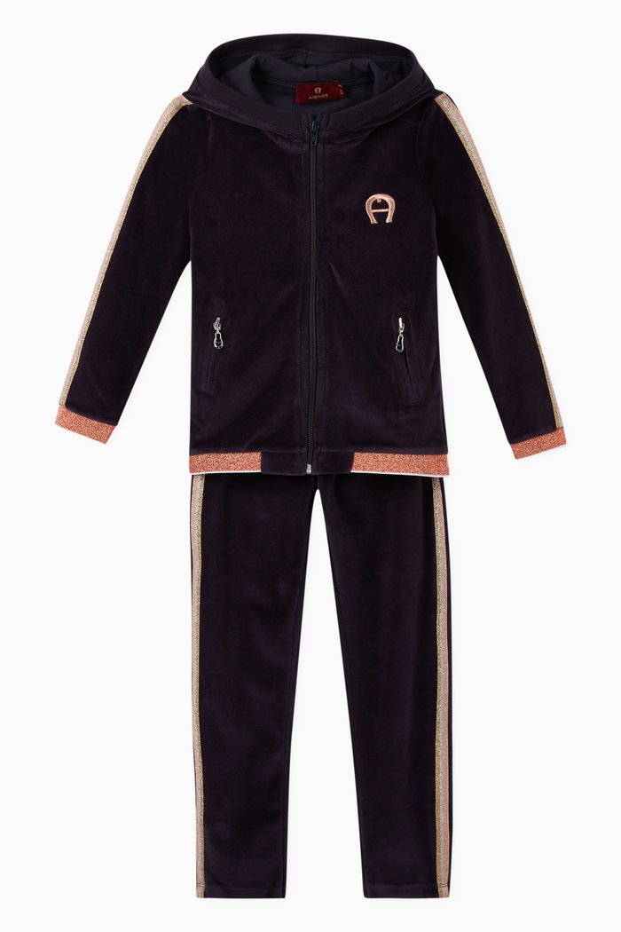

Logo Velour Tracksuit, Black