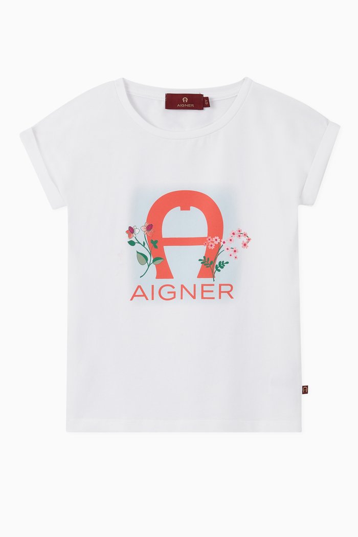 

Logo Flower Cotton Jersey T-Shirt, White