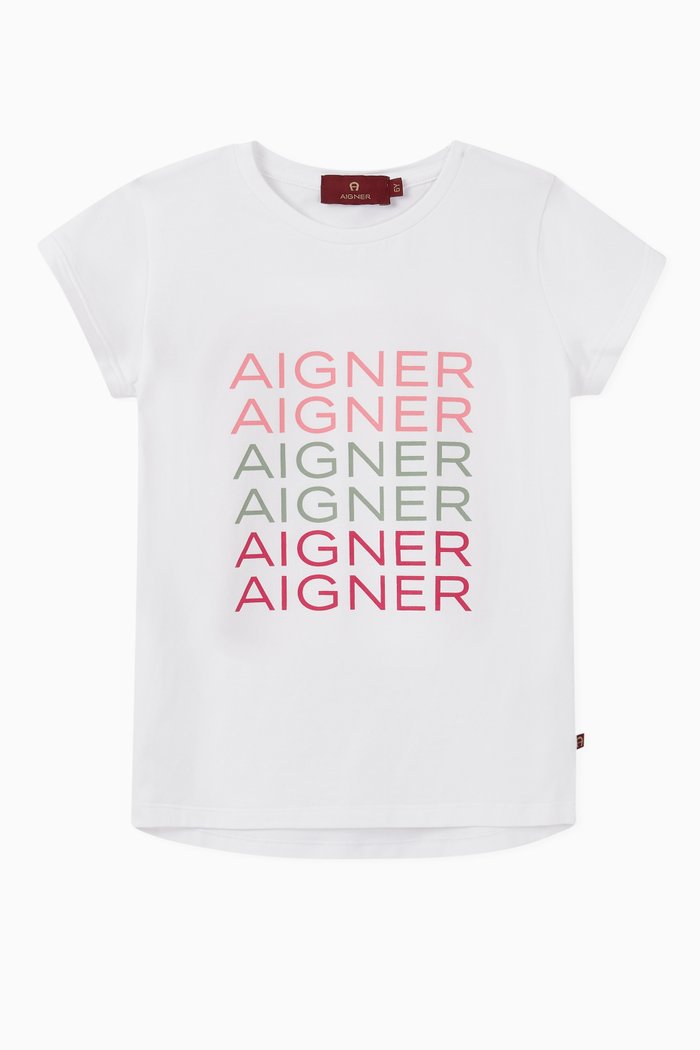 

Repetitive Logo Cotton Jersey T-Shirt, White