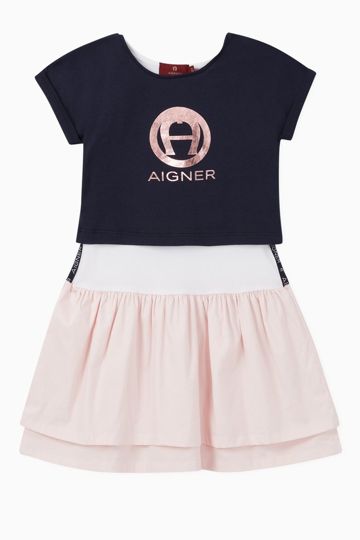 

Logo 2-in-1 Cotton Jersey Poplin Dress, Multicolour