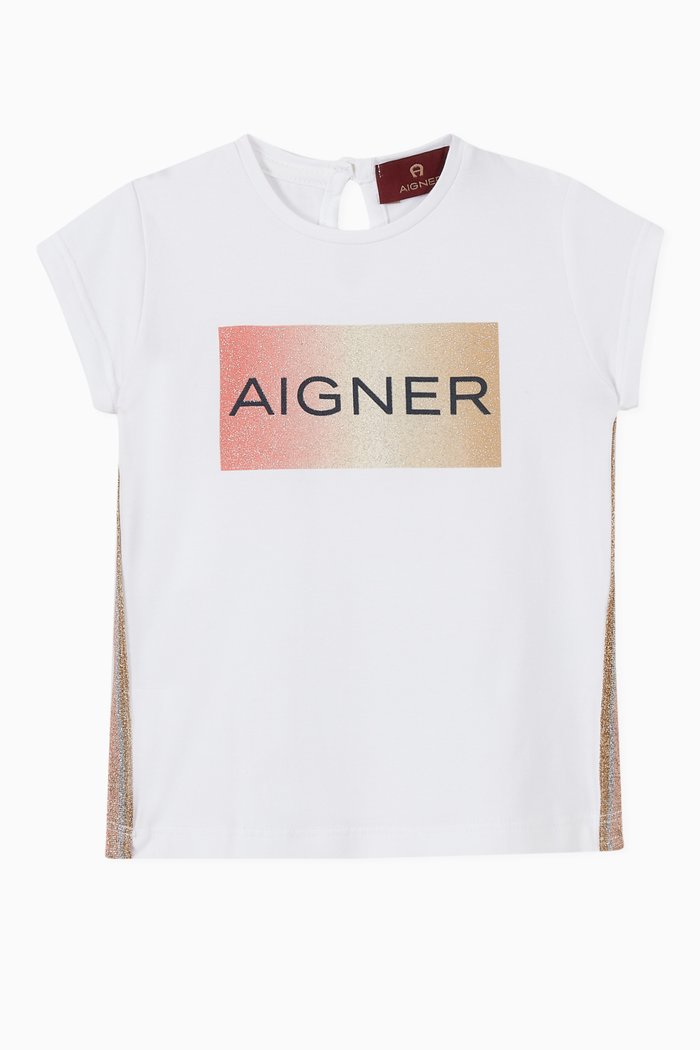 

Glitter Logo Cotton Jersey T-Shirt, White