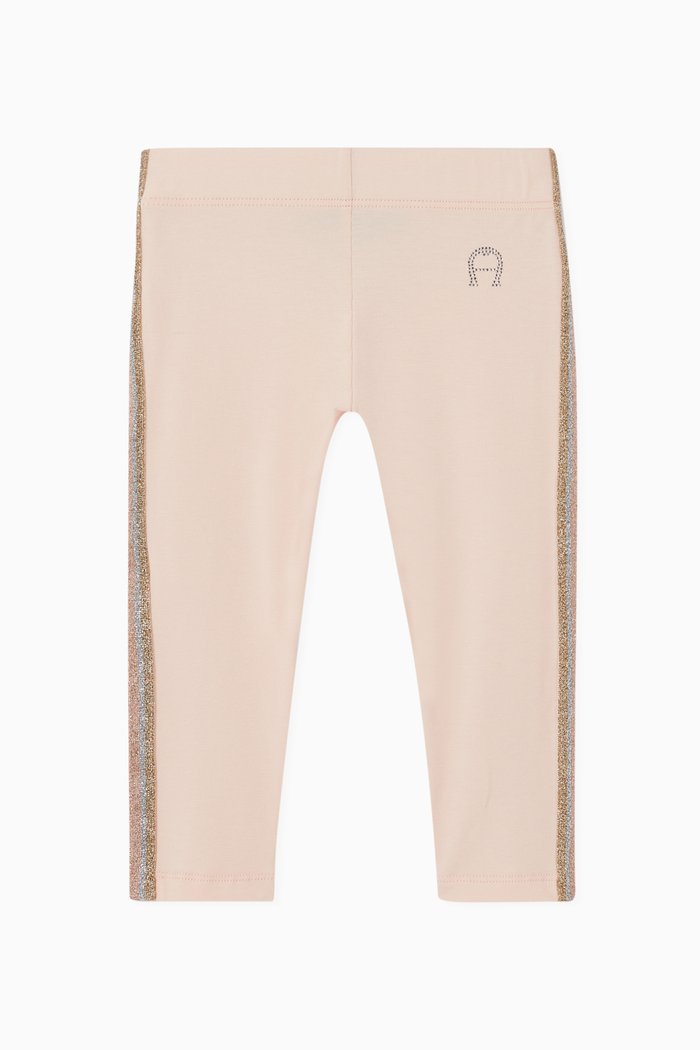 

Lurex Stripe Cotton Jersey Leggings, Pink