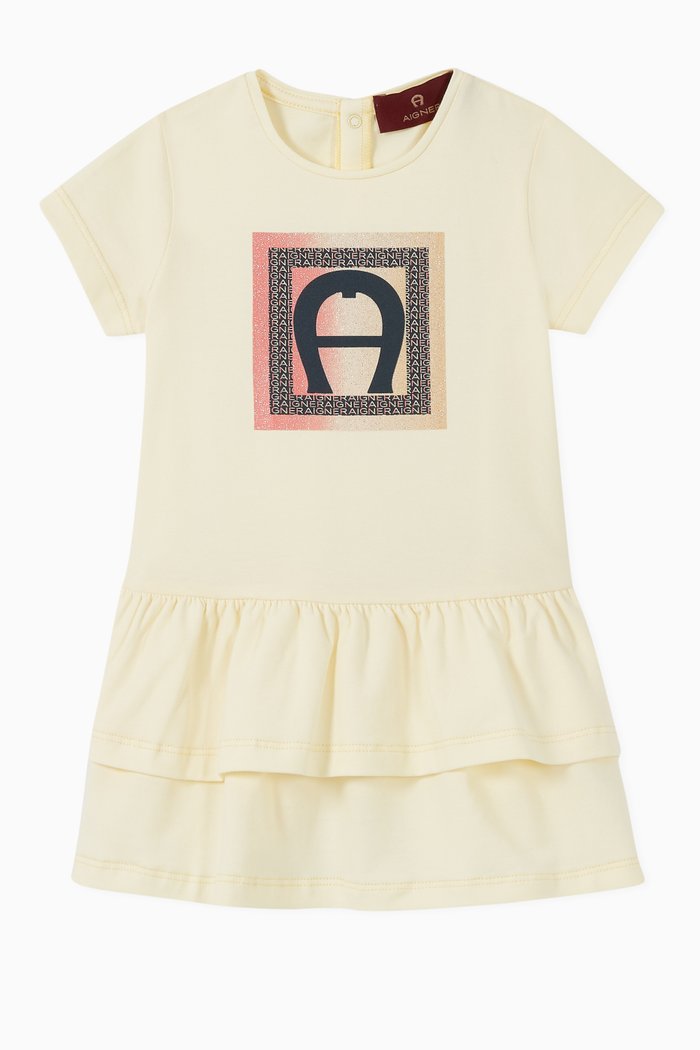 

Square Logo Cotton Jersey Dress, Yellow