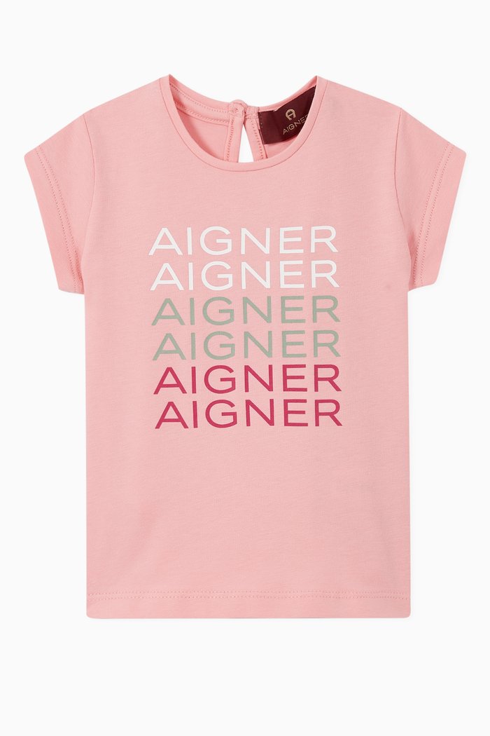 

Repetitive Logo Cotton Jersey T-Shirt, Pink