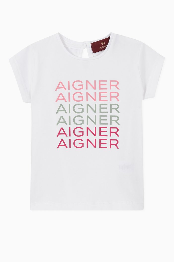 

Repetitive Logo Cotton Jersey T-Shirt, White