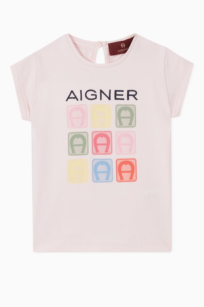 

Repetitive Logo Cotton Jersey T-Shirt, Pink