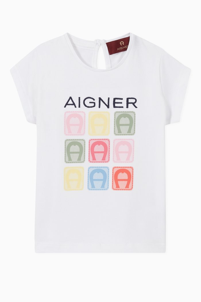 

Repetitive Logo Cotton Jersey T-Shirt, White