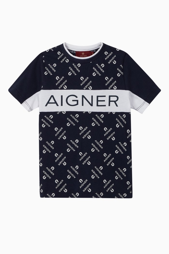 

Logo Stripe Cotton T-Shirt, Black
