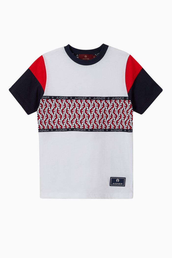 

Logo Stripe Cotton T-Shirt, Multicolour