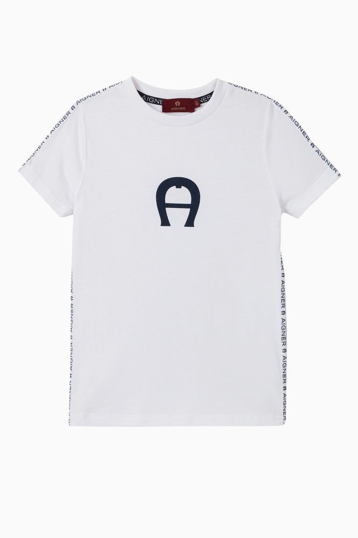 

Logo Trim Cotton T-Shirt, White