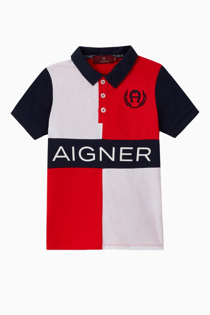 

Logo Colour-Block Cotton Polo Shirt, Multicolour