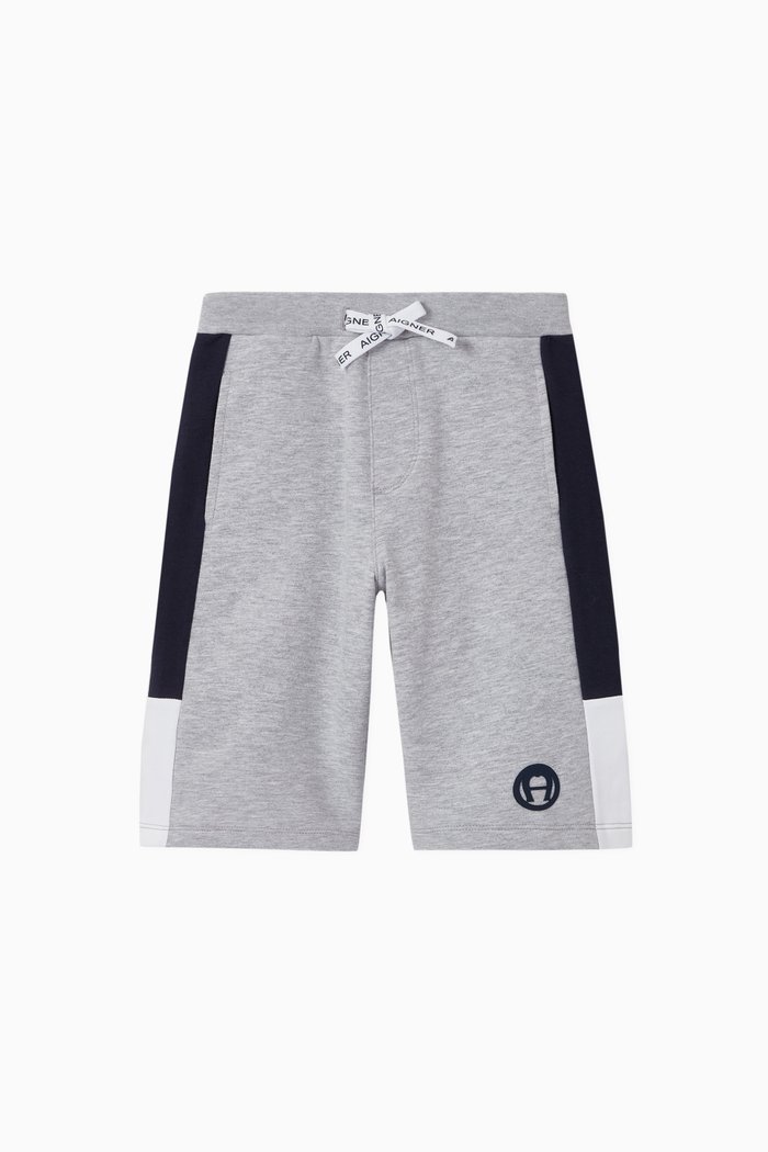 Logo Cotton Jersey Shorts, Grey
