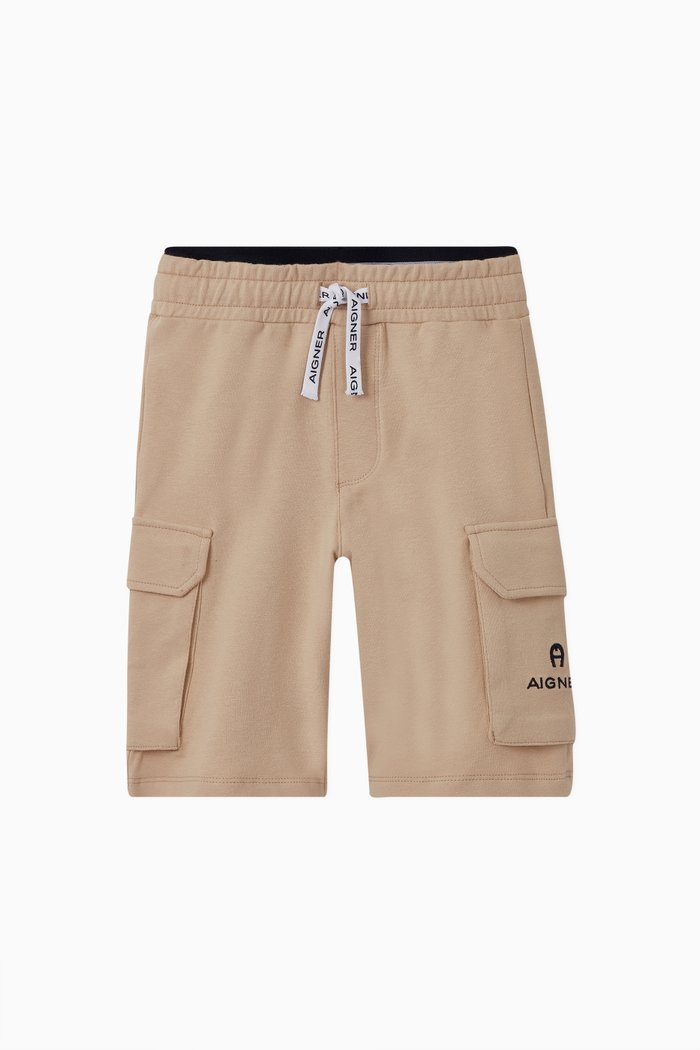 Logo Cotton Jersey Shorts, Neutral