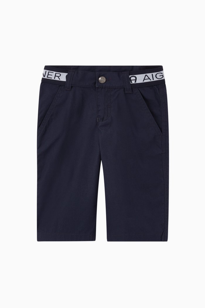 

Logo Waist Stripe Cotton Shorts, Black