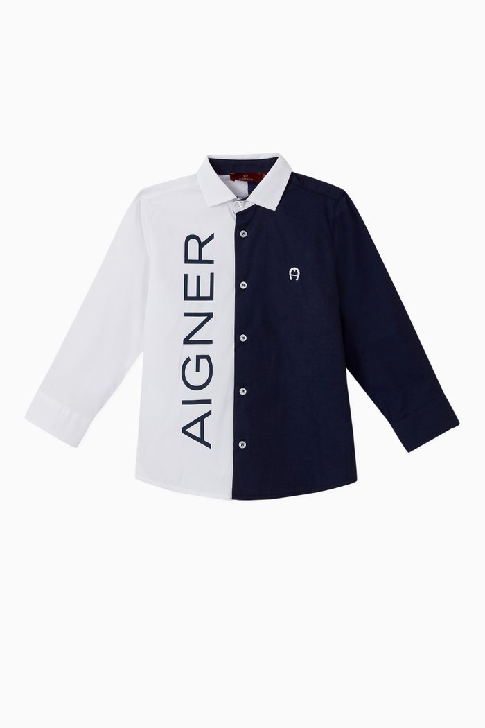 

Logo Colour-Block Cotton Poplin Shirt, Multicolour