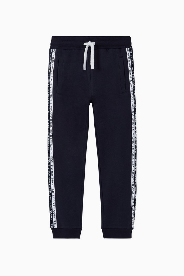 

Logo Stripe Cotton Jersey Sweatpants, Black