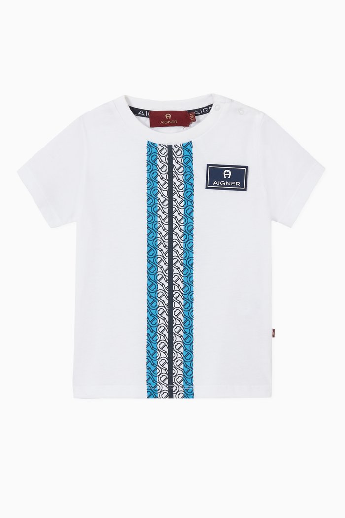 

Logo Stripe Cotton T-Shirt, White