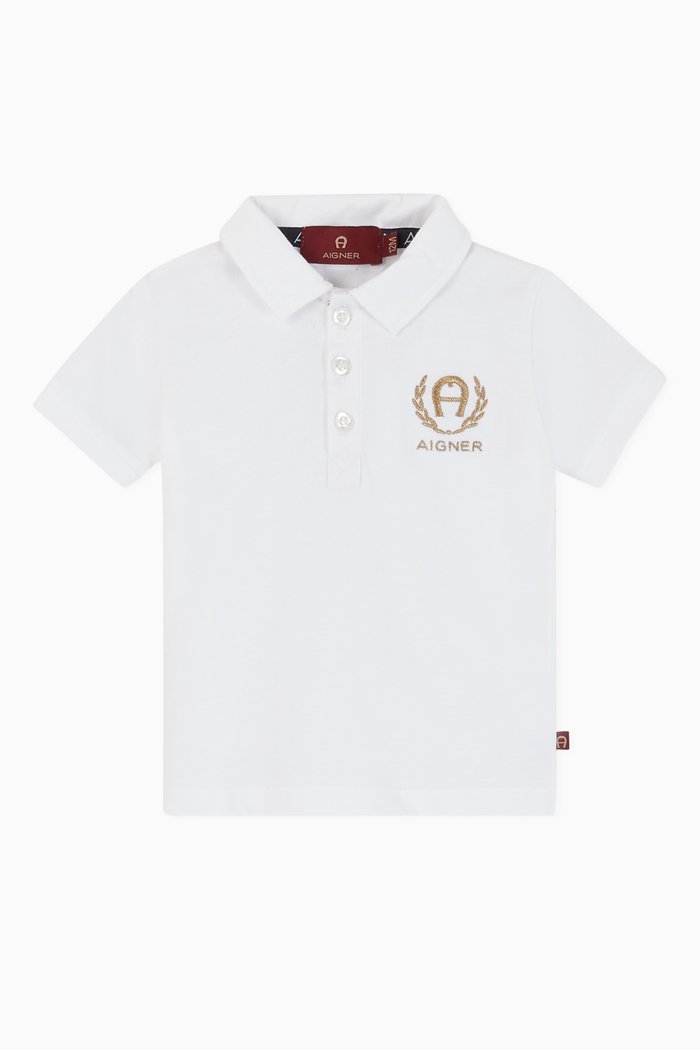 

Laurel Logo Cotton Polo Shirt, White