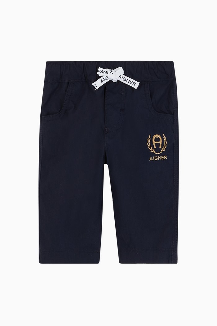 Laurel Logo Cotton Shorts, Black