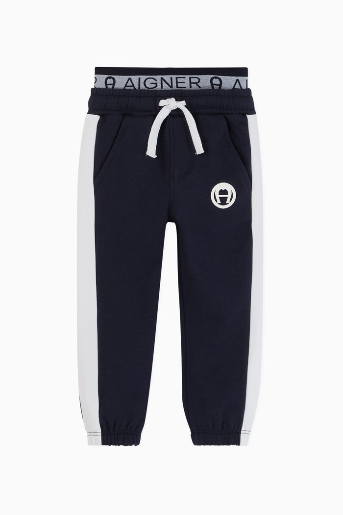 

Logo Waist Cotton Jersey Sweatpants, Black