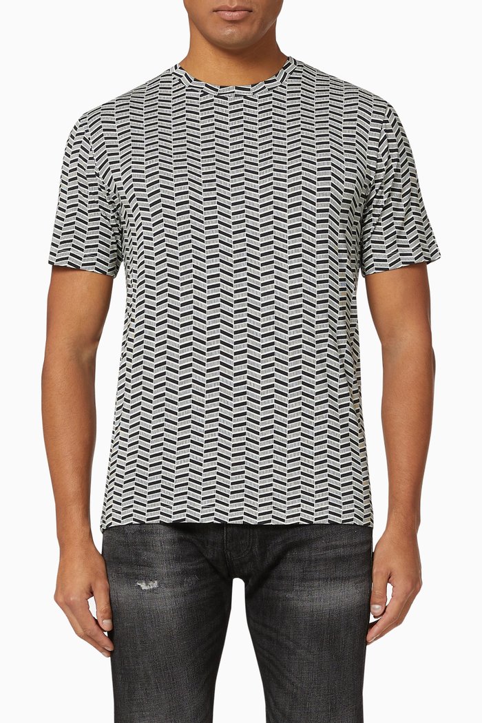 

Chevron Stretch Jersey T-Shirt, Black