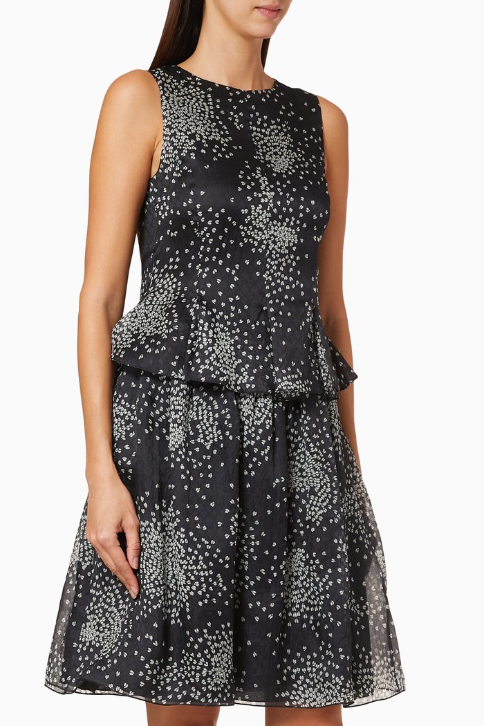 Pois Explosion Peplum Silk Top, Black