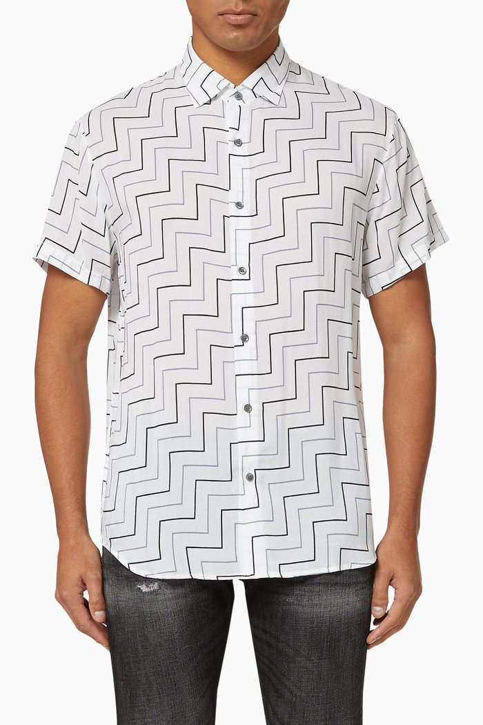 

Chevron Print Modal Shirt, Blue
