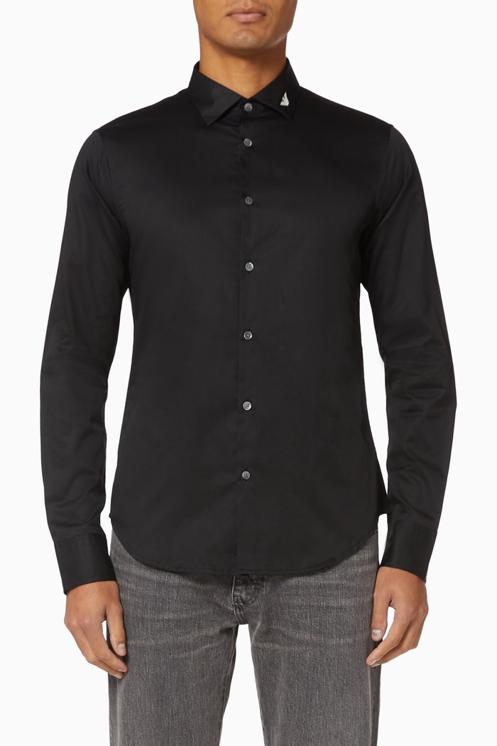 

EA Micro Eagle Cotton Shirt, Black